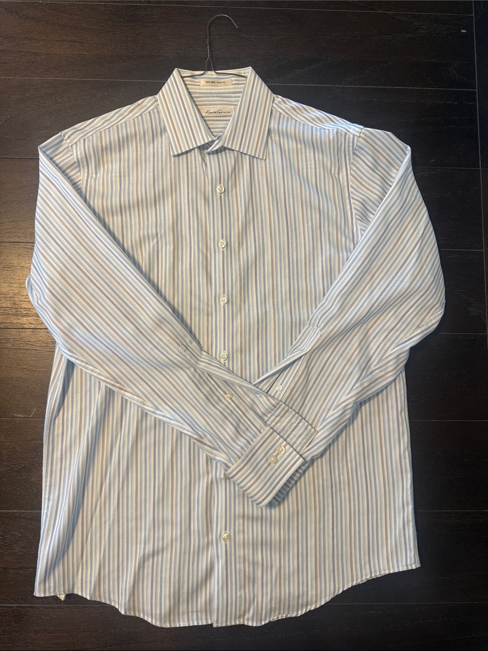 Kenneth Cole New York Light Blue & White Striped Dress Shirt